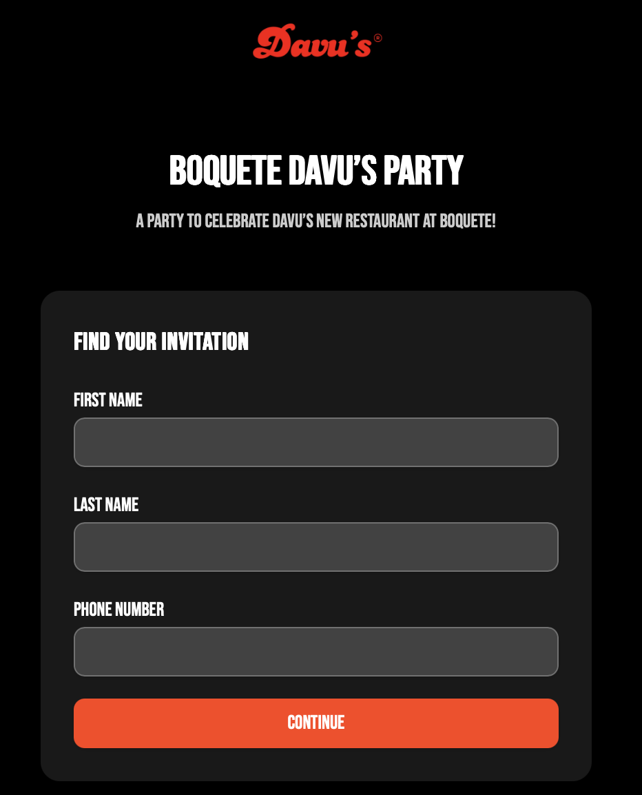 Branded invitation landing page